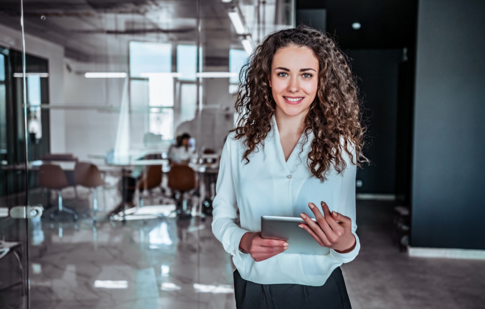 business woman with tablet