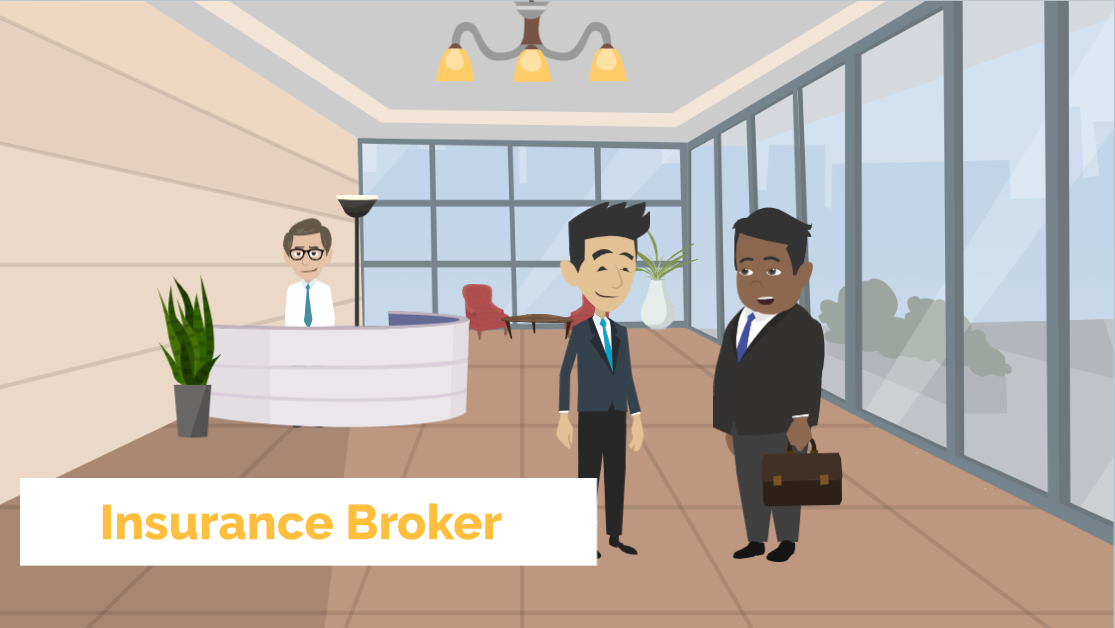 Insurance broker meets client