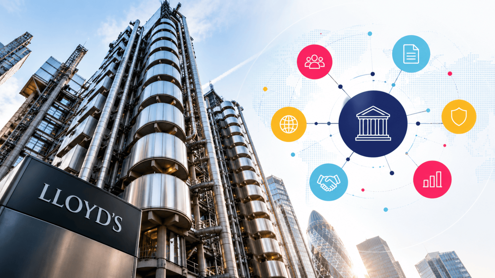 Lloyd’s of London insurance marketplace showing syndicates and shared risk