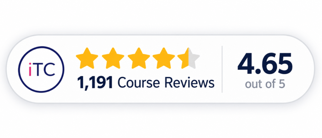 ITC Course Reviews Rating Badge -4.6 out of 5 based on 1191 reviews.